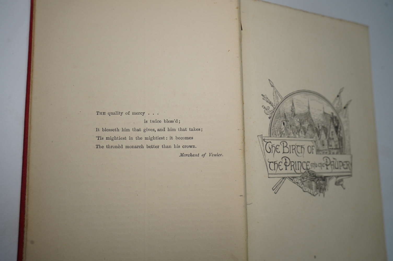 Twain, Mark - The Price and the Pauper: a tale for young people of all ages. First Edition (2nd state). title vignette, many engraved illus. (some full page), 32pp. catalogue (Nov.1881) at end at 4pp. adverts. preceding